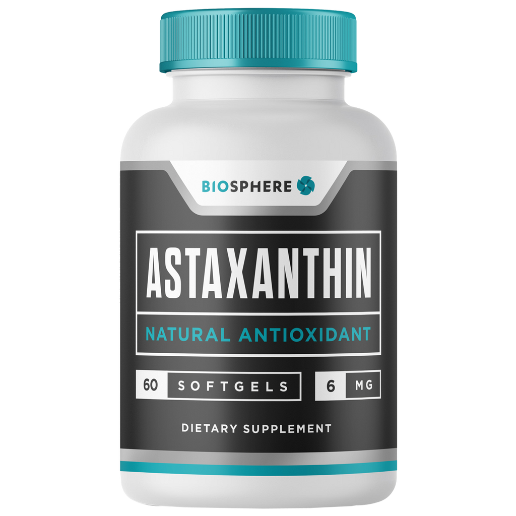 Astaxanthin 60 Softgels - front of bottle, formulated for optimal absorption
