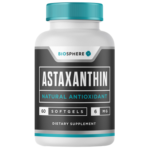 Astaxanthin 60 Softgels - front of bottle, formulated for optimal absorption