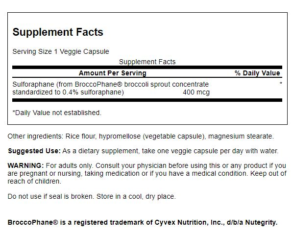 Swanson - Sulforaphane 400mcg 60VC (from broccoli sprout extract)