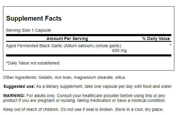 Swanson - Aged Black Garlic 650mg 30C