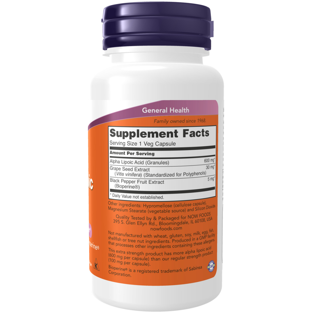 Alpha-Lipoic Acid, extra strength 600mg 60VC