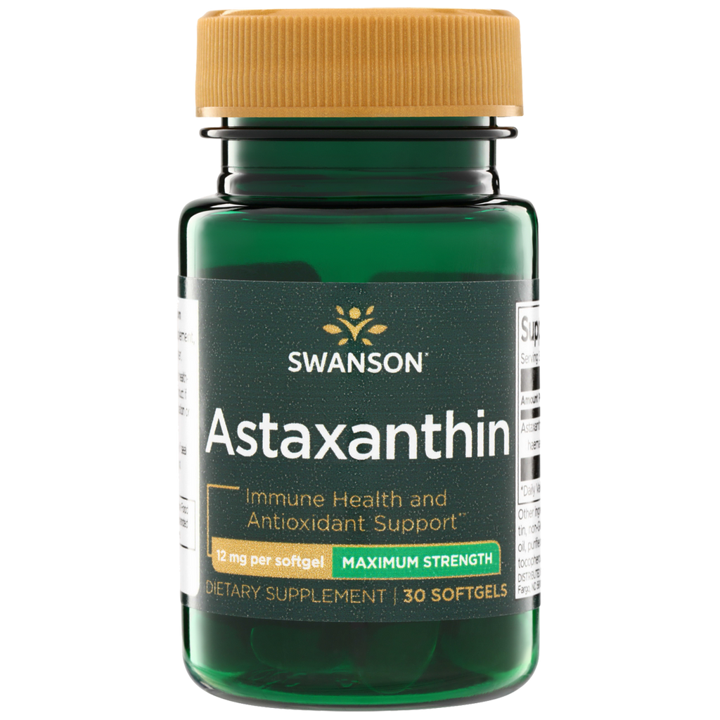 Swanson Astaxanthin Maximum Strength 12mg 30 Softgels - front of bottle