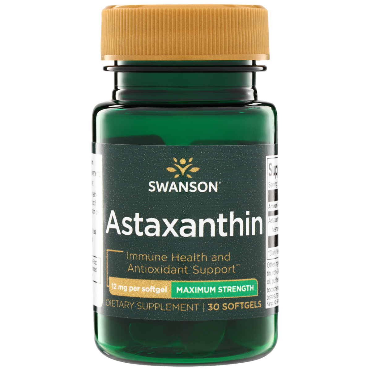 Swanson Astaxanthin Maximum Strength 12mg 30 Softgels - front of bottle