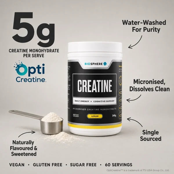 Biosphere Creatine product components and scoop
