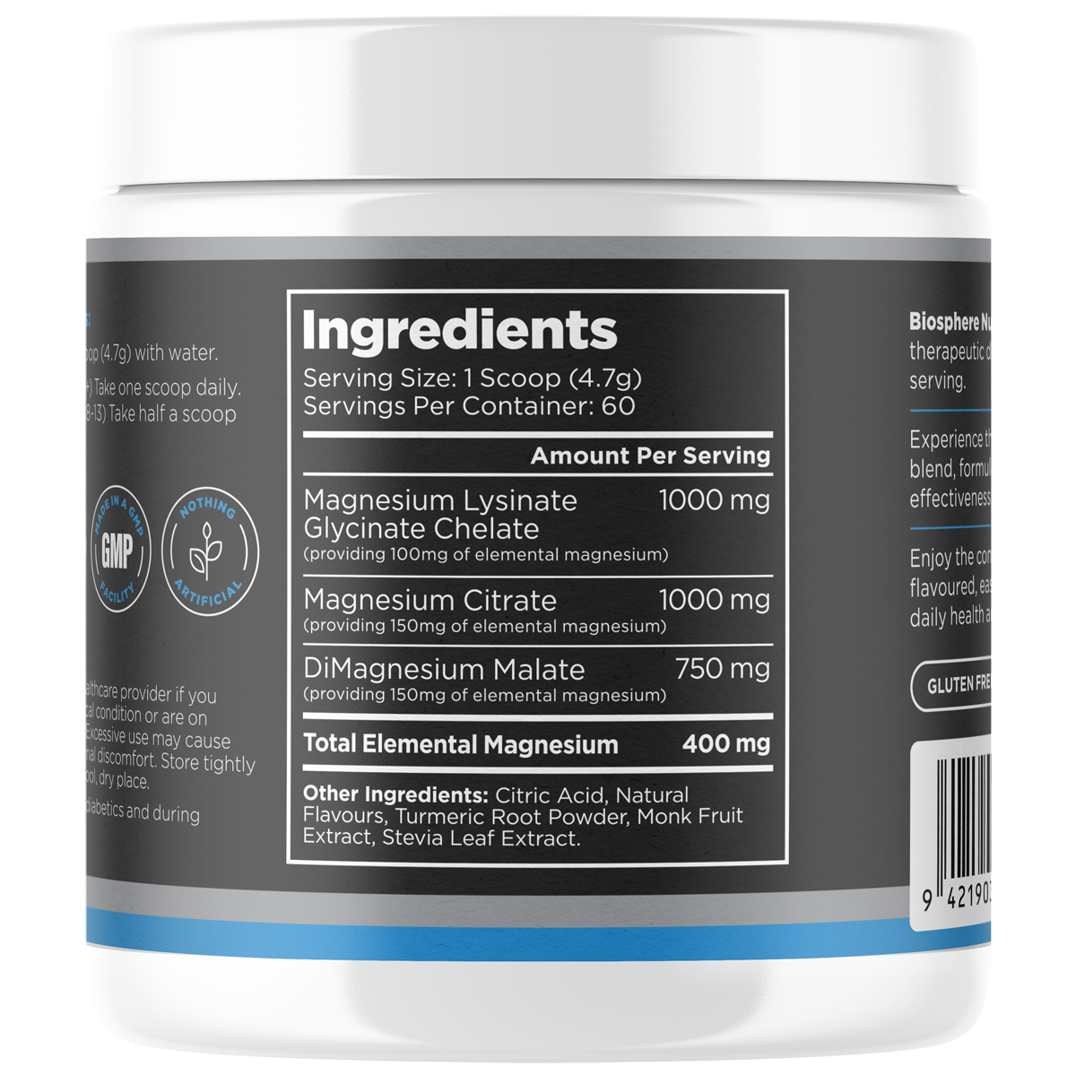 Magnesium powder 282g,141g Lemon Lime Flavour