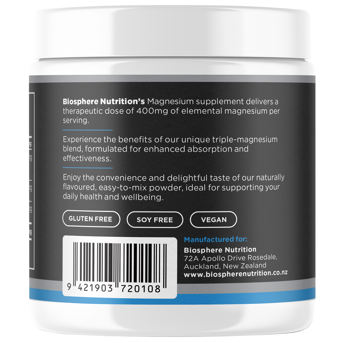 Magnesium powder 282g,141g Lemon Lime Flavour