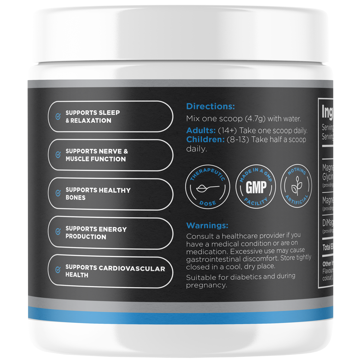 Magnesium powder 282g,141g Lemon Lime Flavour