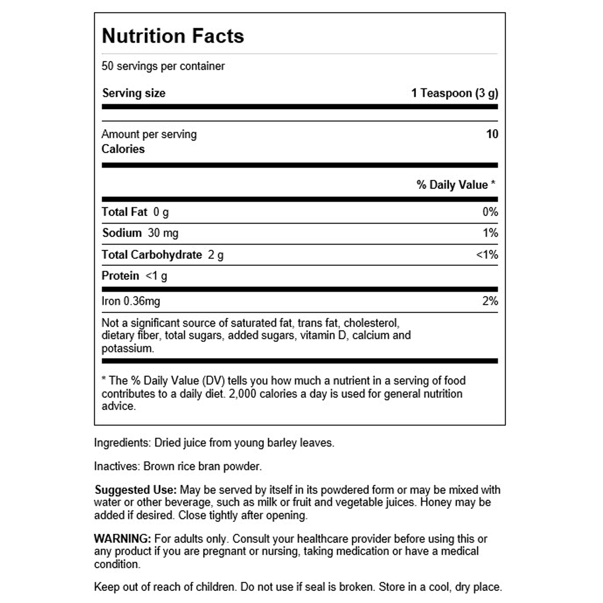 Swanson - Barley Grass Juice powder - Organic 90G