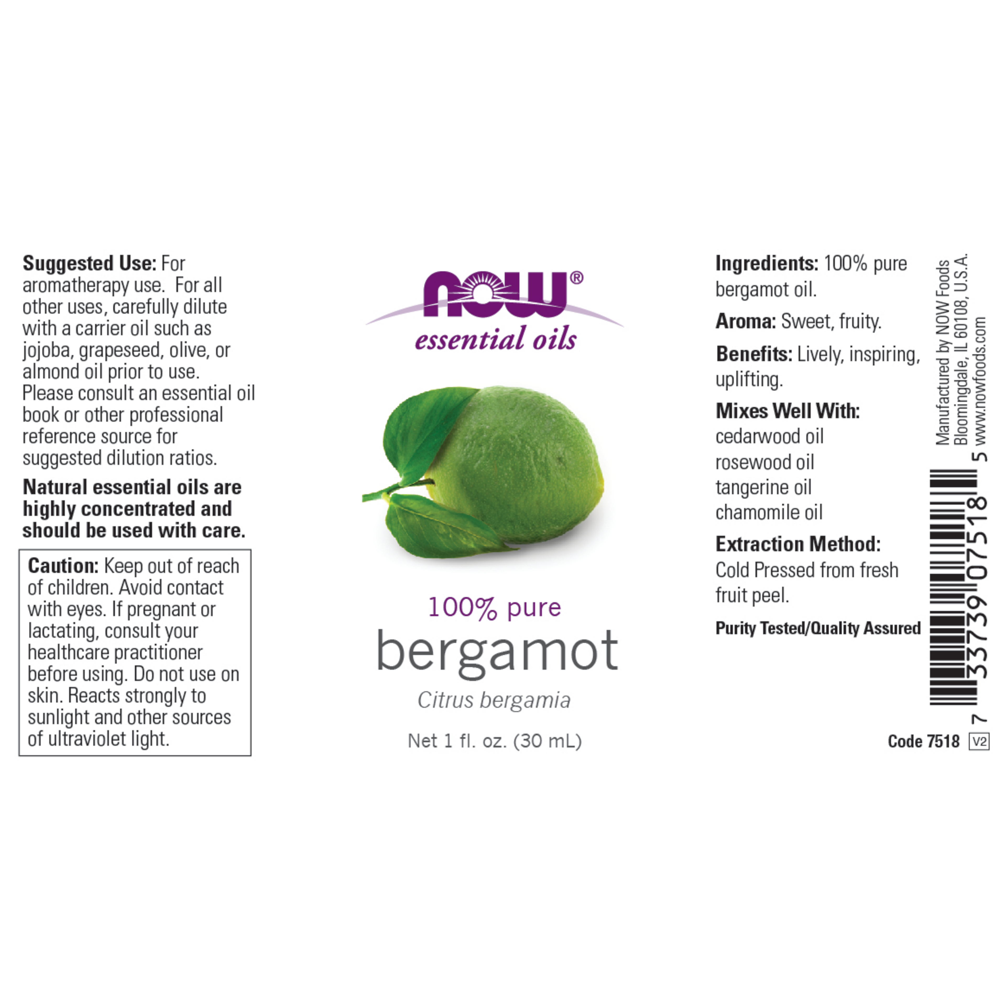 Bergamot Oil 100% Pure 30ml (Citrus Bergamia)