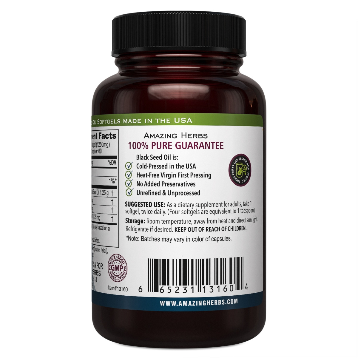 Black Seed Oil Premium 1250mg XL 60SG