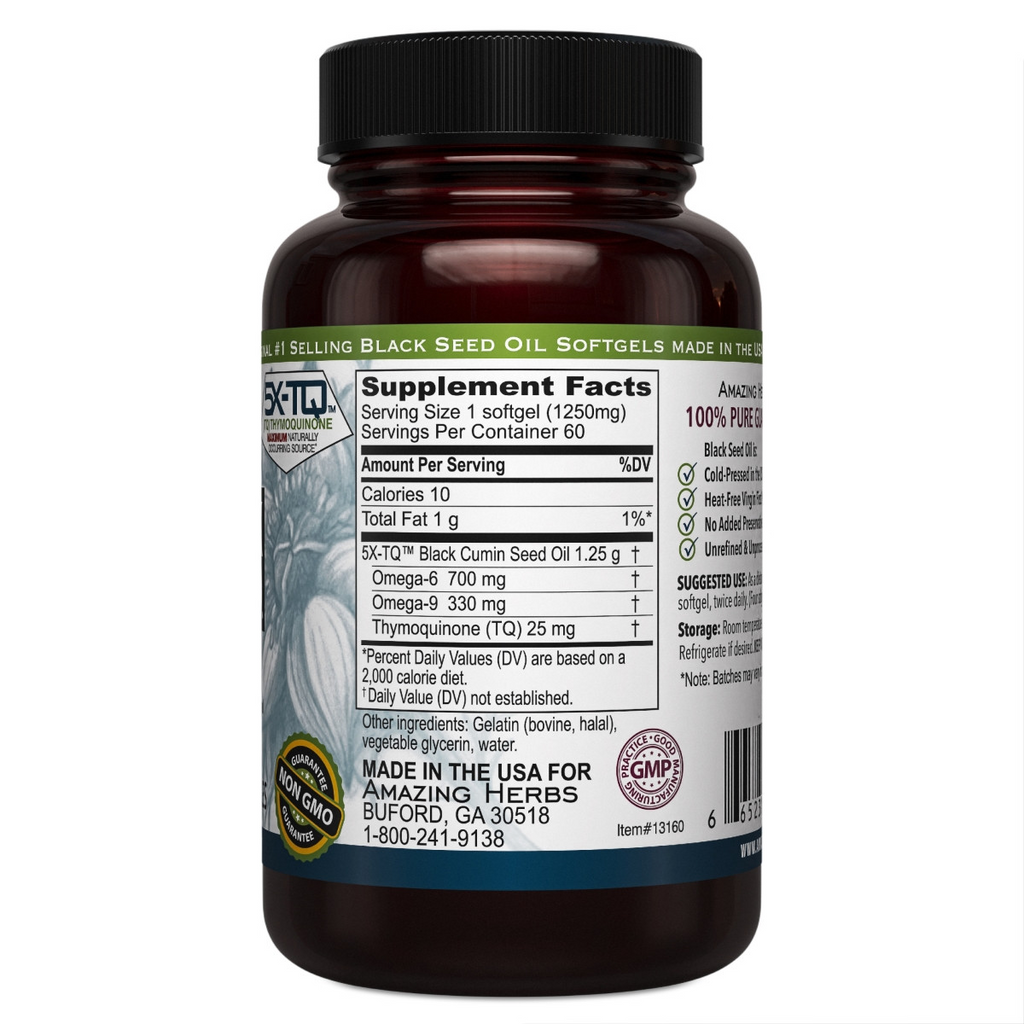 Black Seed Oil Premium 1250mg XL 60SG