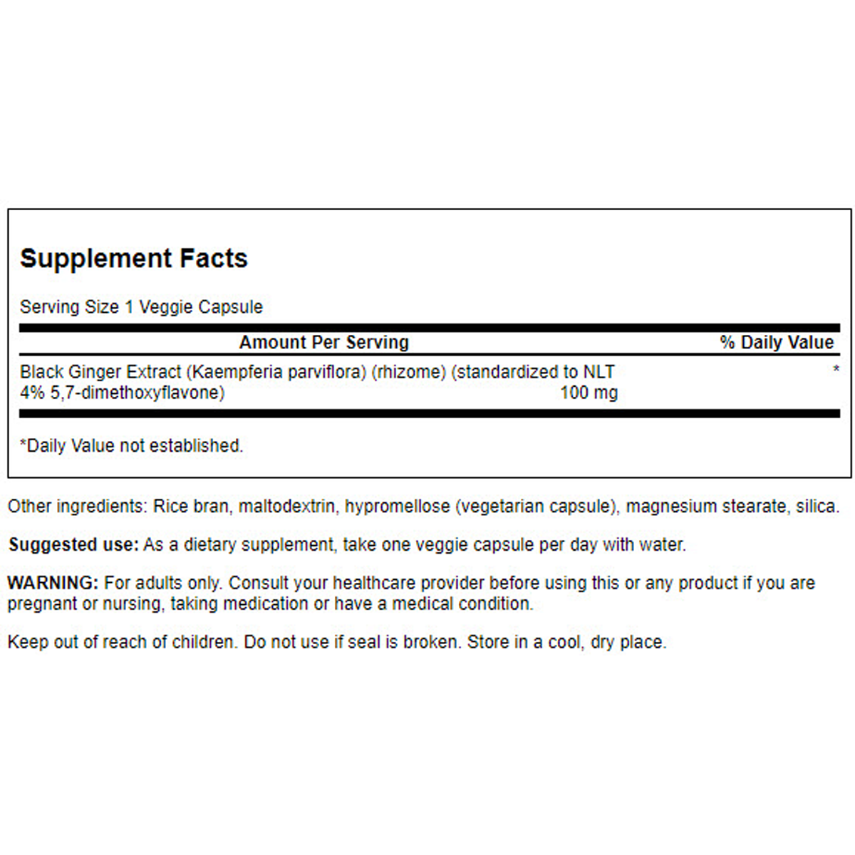 Swanson - Black Ginger Extract 100mg 30VC