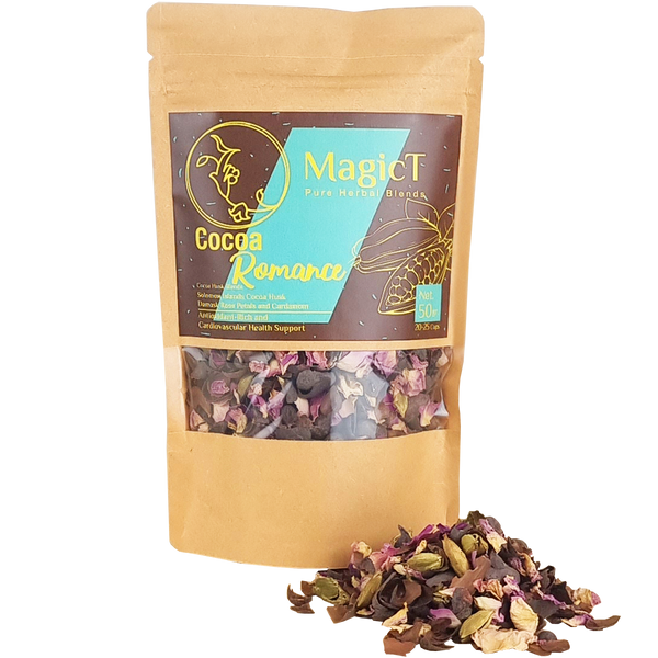 MagicT Romance Cocoa Husk Blend Tea 50g - front of packaging