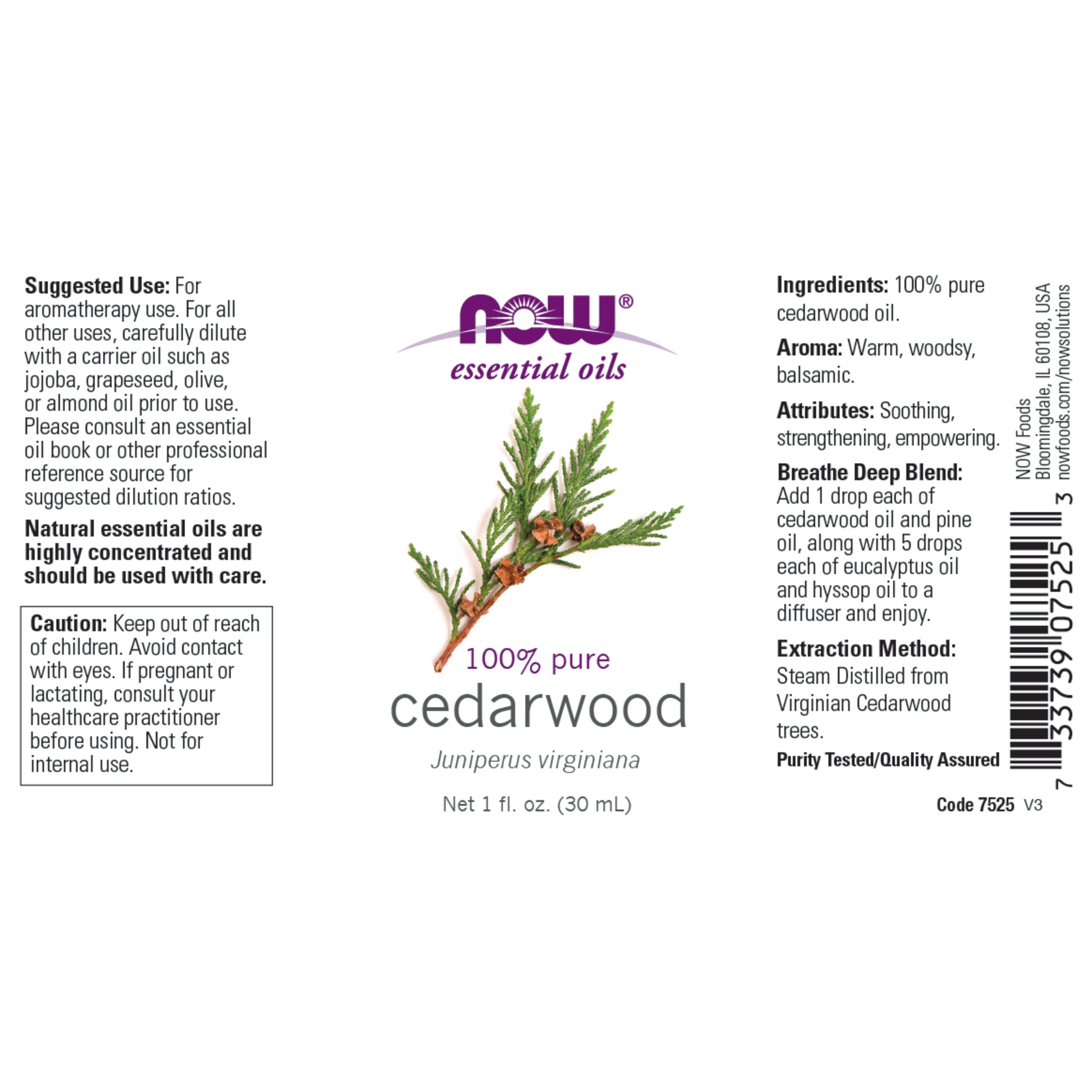 Cedarwood Oil 100% Pure 30ml (Juniperus Virginiana)