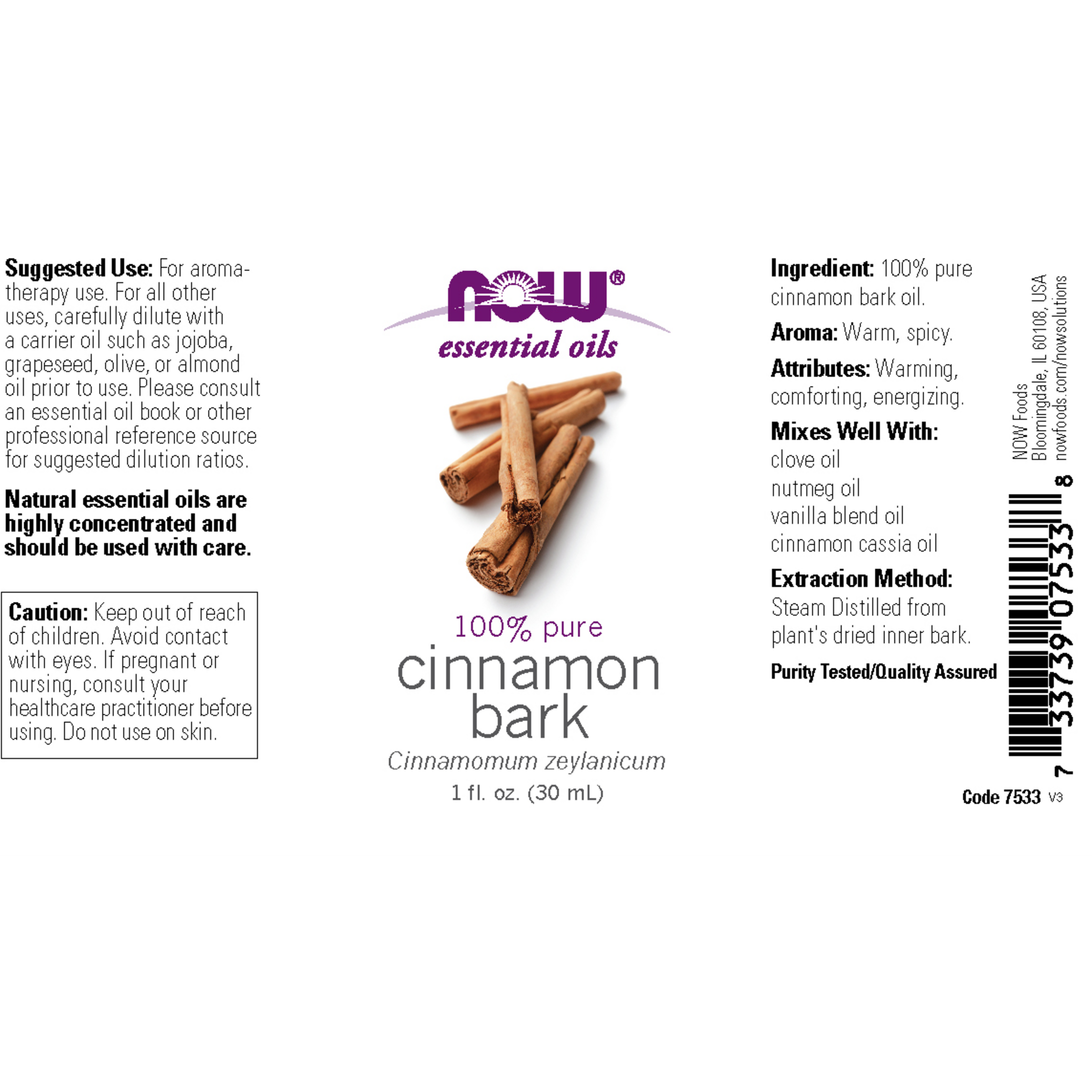 Cinnamon Bark Oil 100% Pure 30ml (Cinnamomum Zeylanicum)