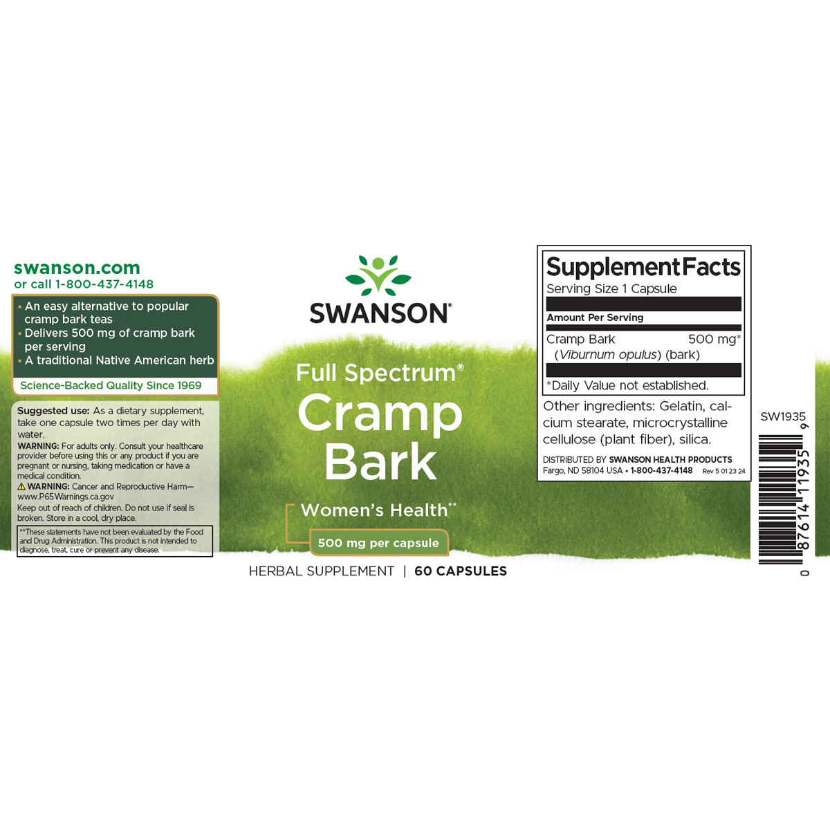Swanson - Cramp Bark 500mg 60C