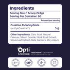 Biosphere Creatine 348g ingredients and supplement facts panel