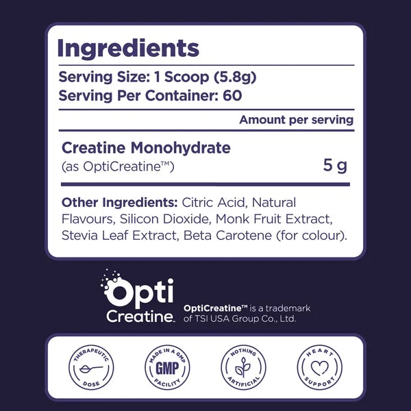 Biosphere Creatine 348g ingredients and supplement facts panel