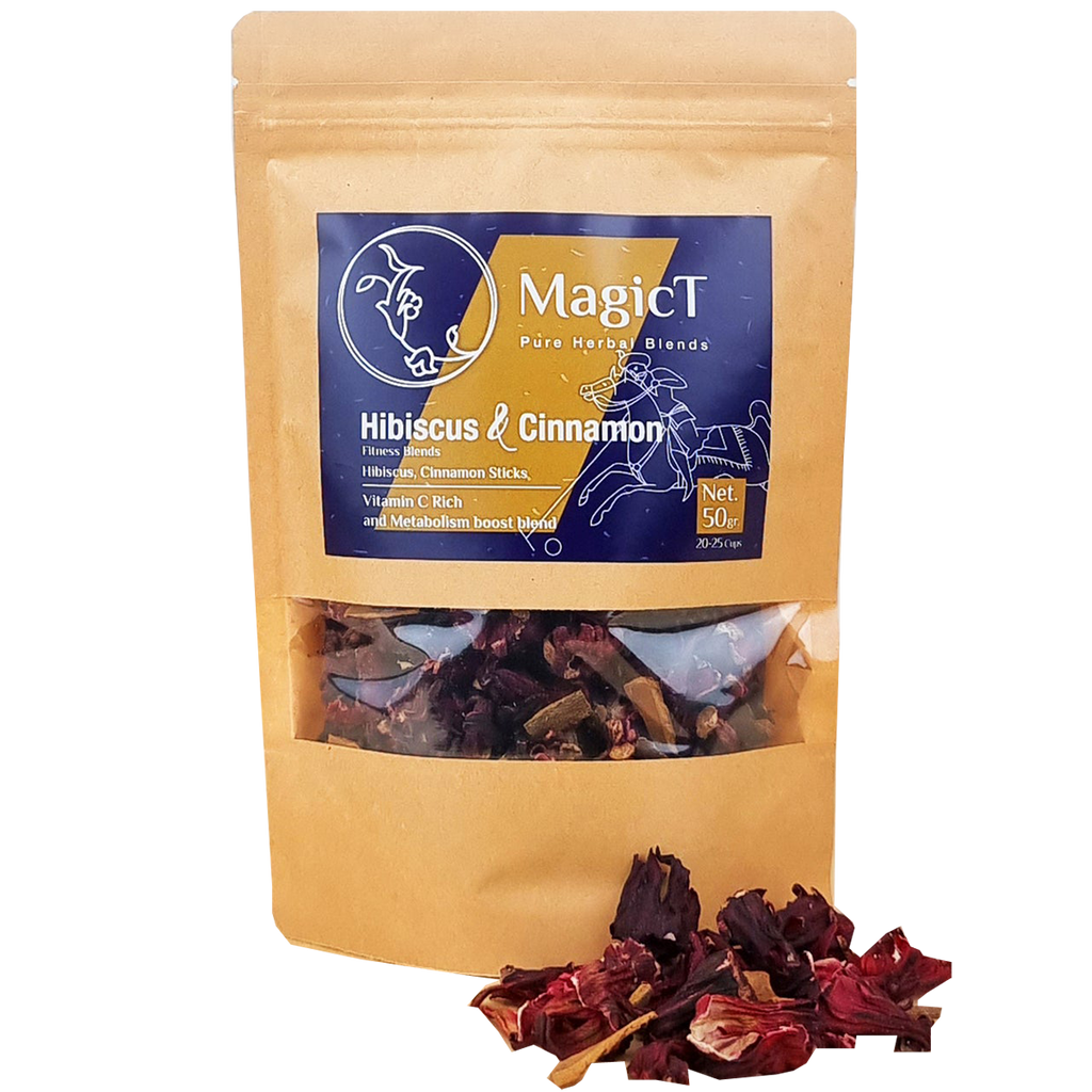Fitness -Hibiscus and Cinnamon - Blend, 50g Pouch and 60g Glass Jar