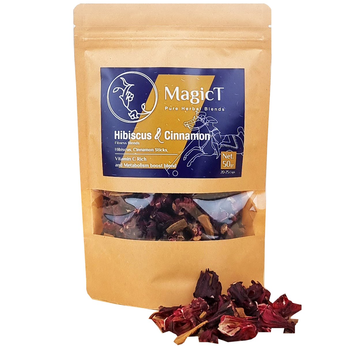 Fitness -Hibiscus and Cinnamon - Blend, 50g Pouch and 60g Glass Jar