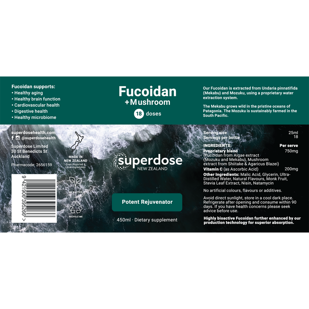 Superdose Fucoidan + Mushroom 750mg 75ml & 450ml