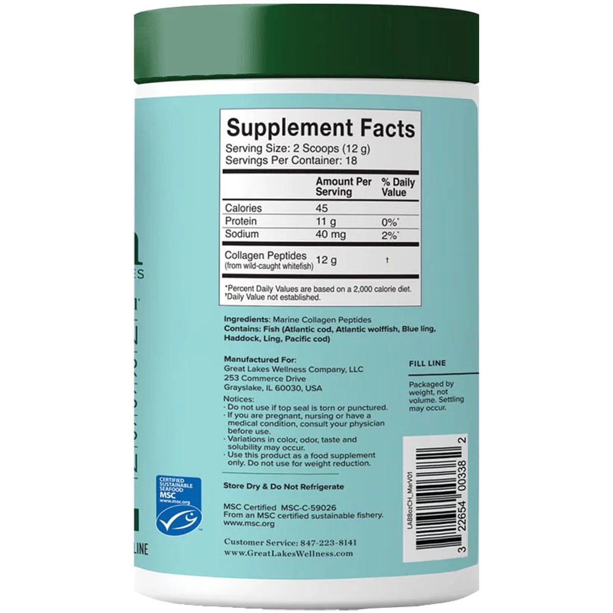 Great Lakes Wellness - Marine Collagen Peptides 227g