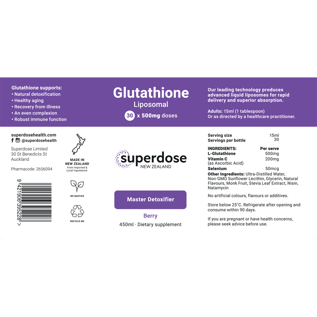 Superdose Glutathione - Liposomal 500mg 75ml & 450ml