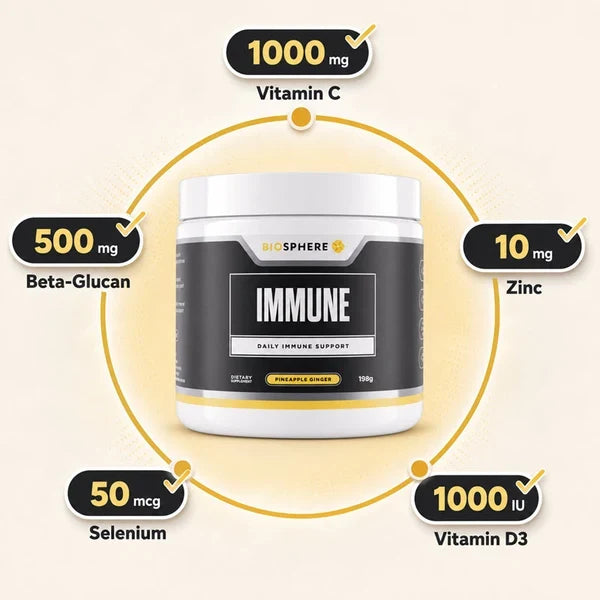 Biosphere Immune ingredients and supplement facts panel