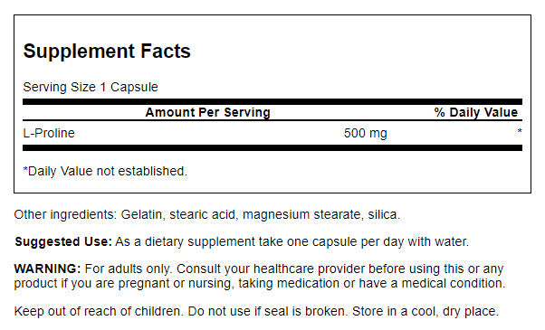 Swanson - L-Proline 500mg 100C