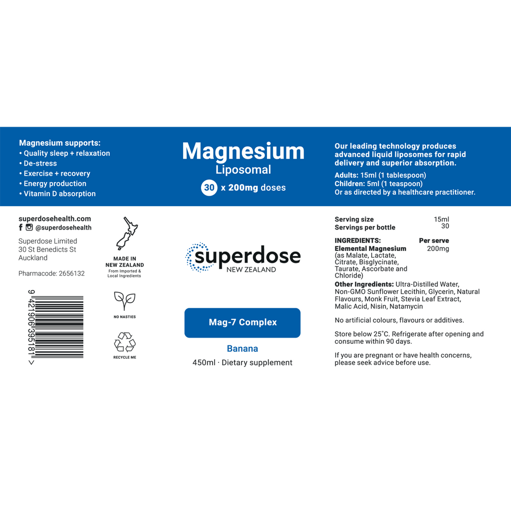 Superdose Magnesium - Liposomal 200mg 75ml & 450ml