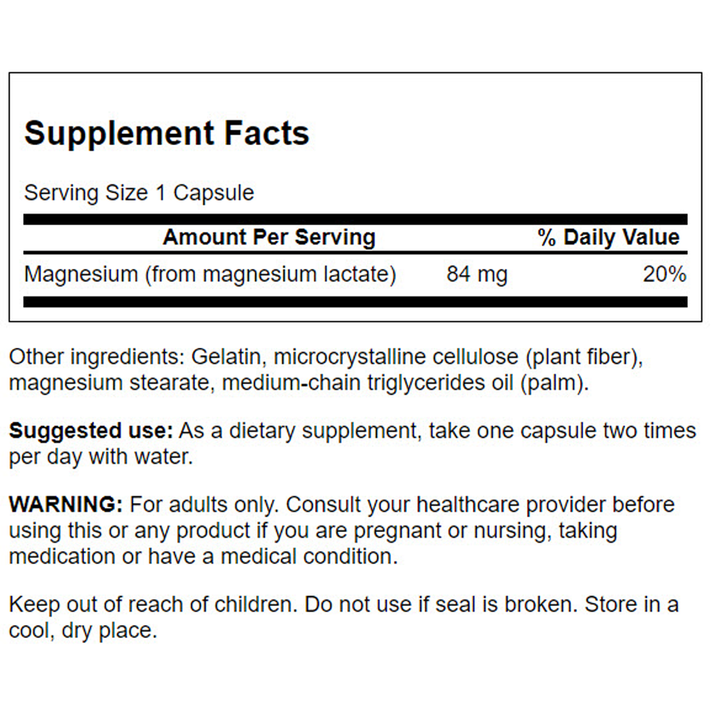 Swanson - Magnesium Lactate 84mg 120C