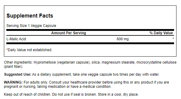 Swanson - Malic Acid 600mg 100VC