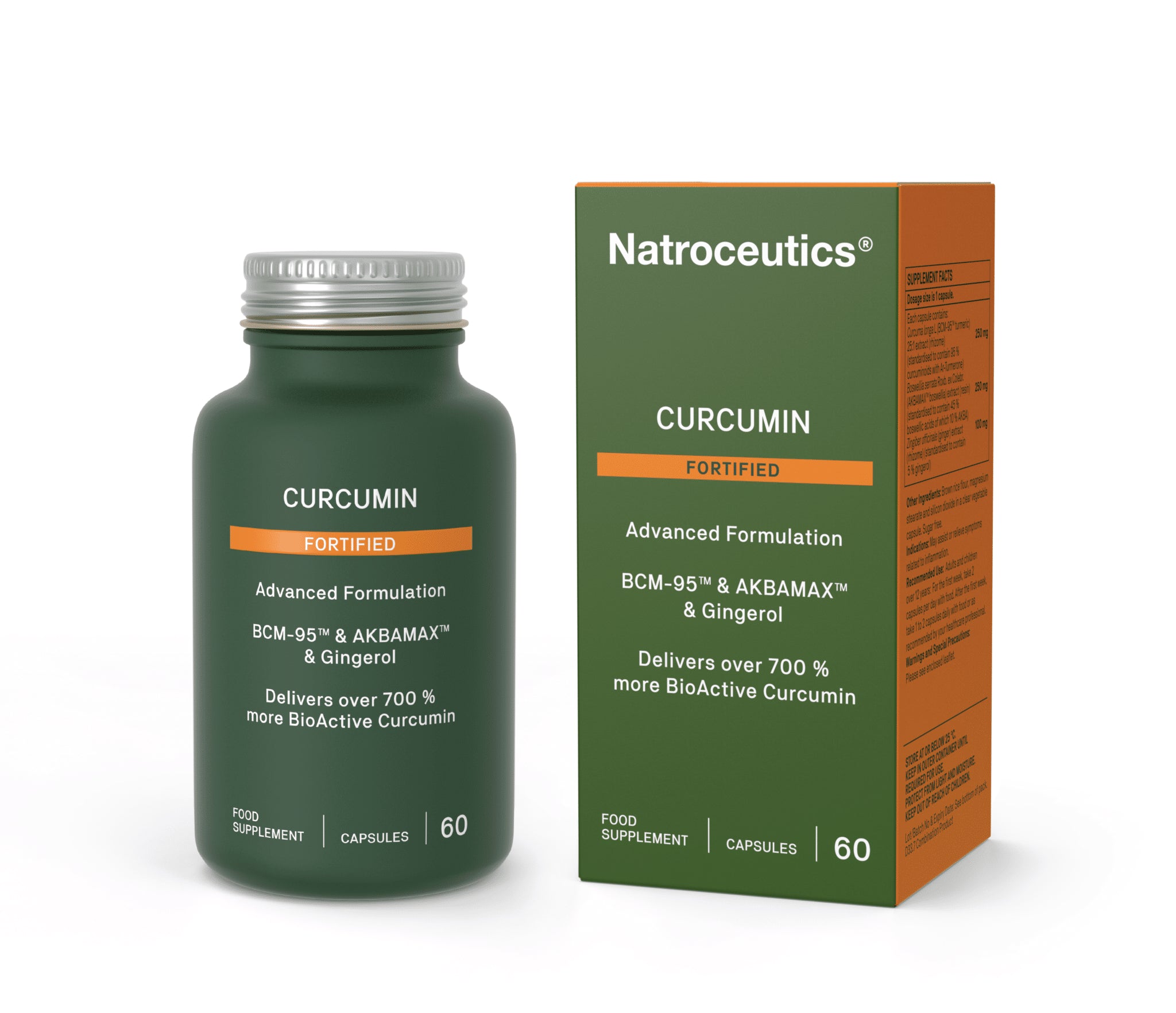 Natroceutics Curcumin Fortified 60 Capsules - BCM-95™ + AKBAMAX™- Boswellia + Ginger extract