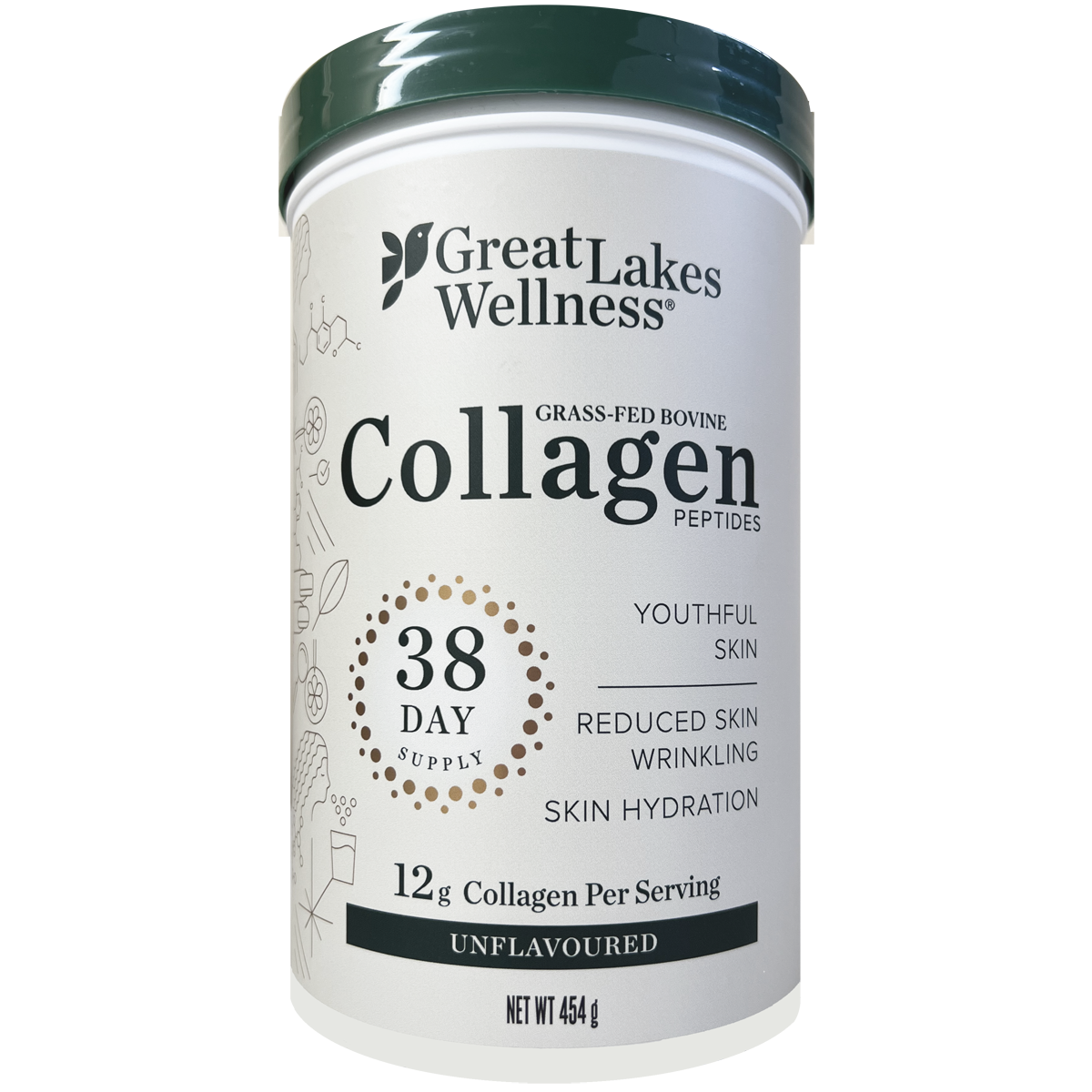Great Lakes Wellness Collagen Hydrolysate 454g - side of packaging