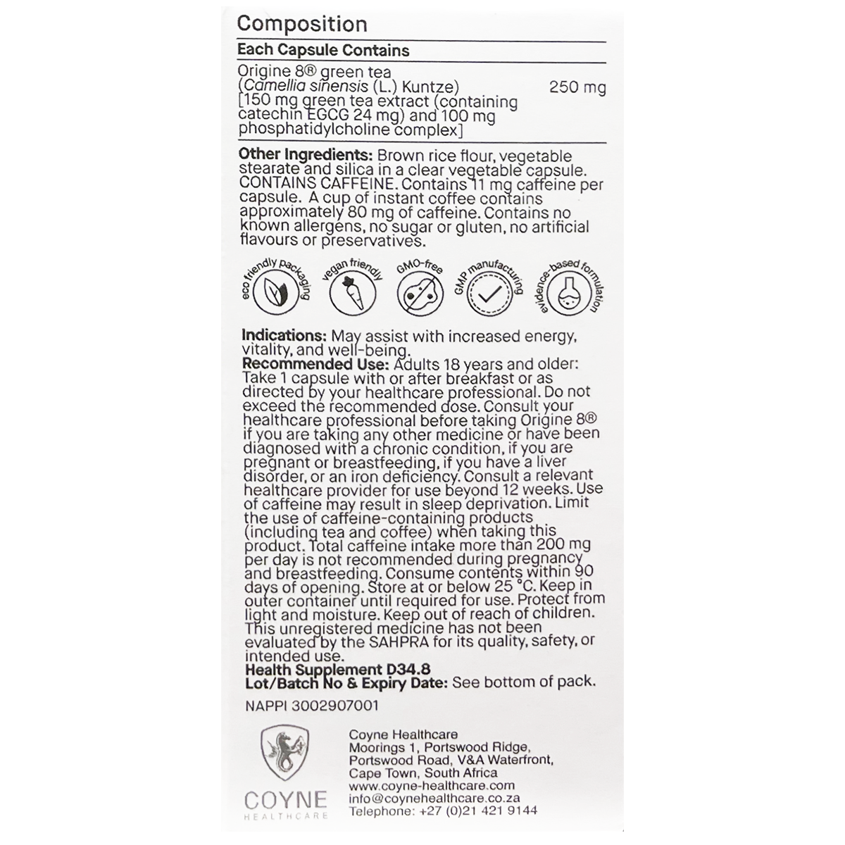 Origine8® Liposomal Green Tea Extract 30VC