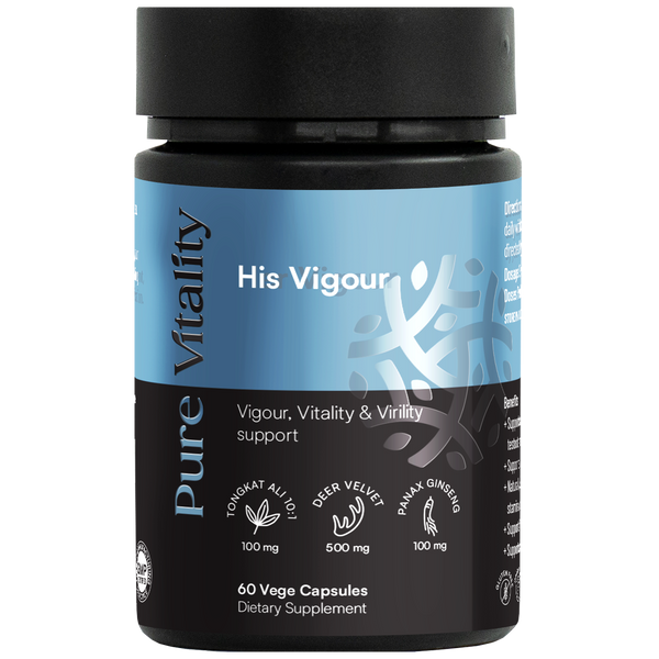 His Vigour 700mg 60 Vegetarian Capsules - front of bottle