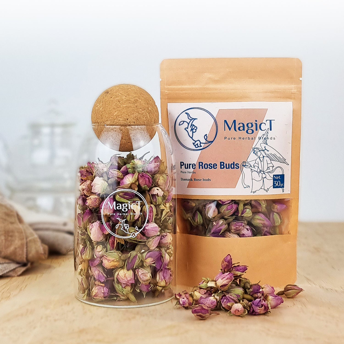 Pure Herbs - Pure Rose Buds 30g Pouch and 60g Glass Jar