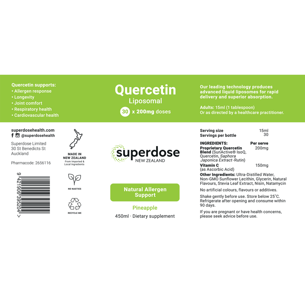 Superdose Quercetin - Liposomal 200mg 75ml & 450ml