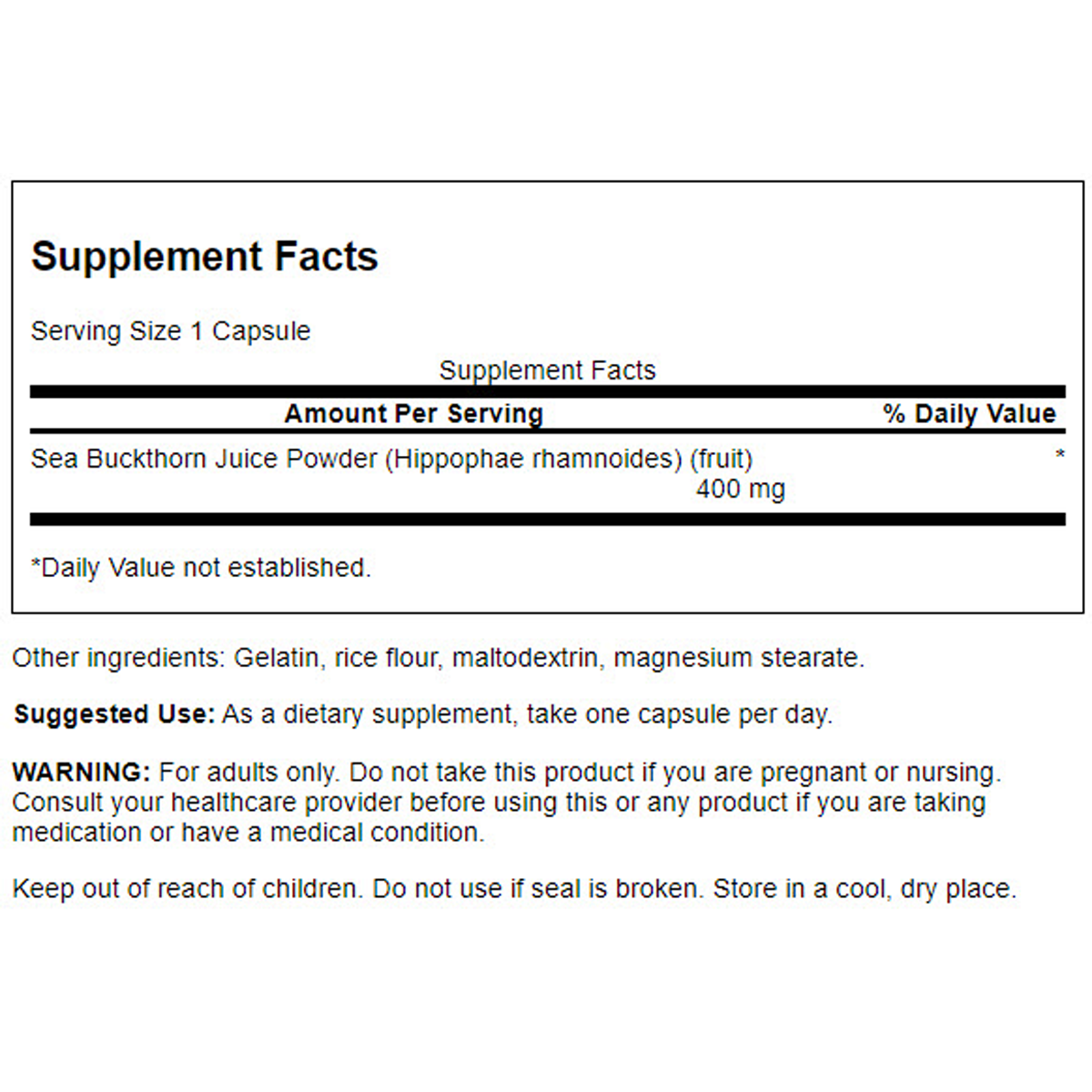 Swanson - Sea Buckthorn Full Spectrum 400mg 60C