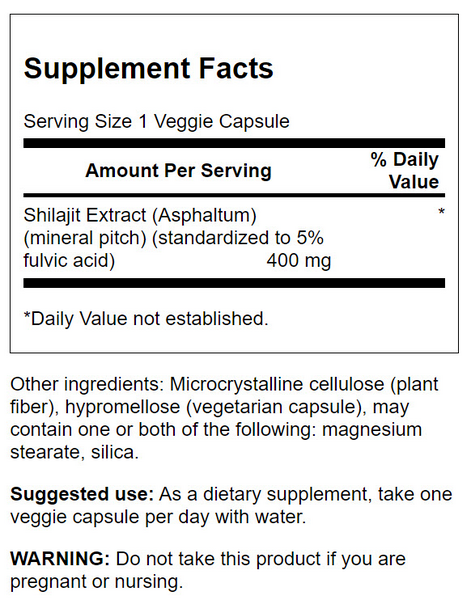 Swanson - Shilajit Extract Standardised 400mg 60VC