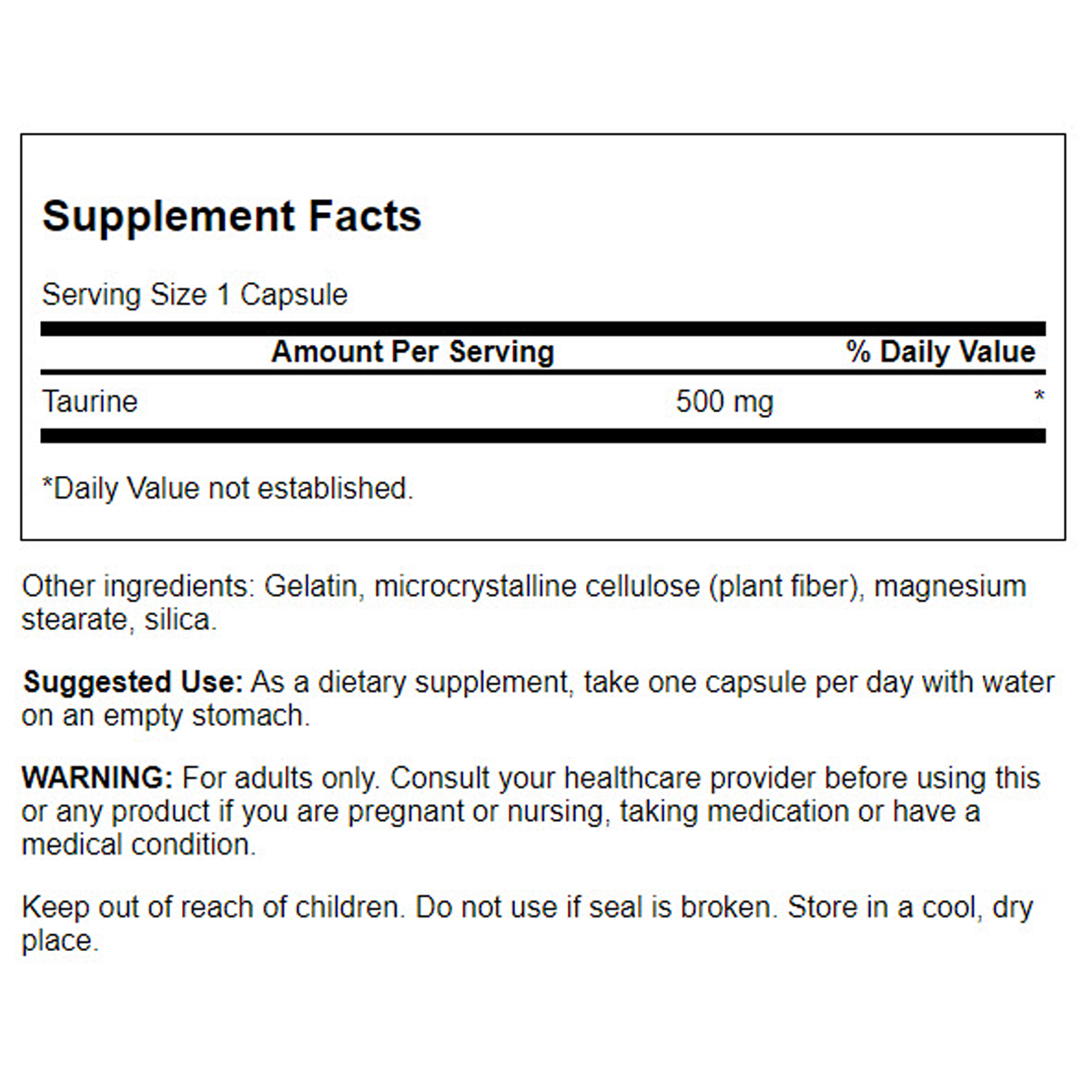 Swanson - Taurine 500mg 100C