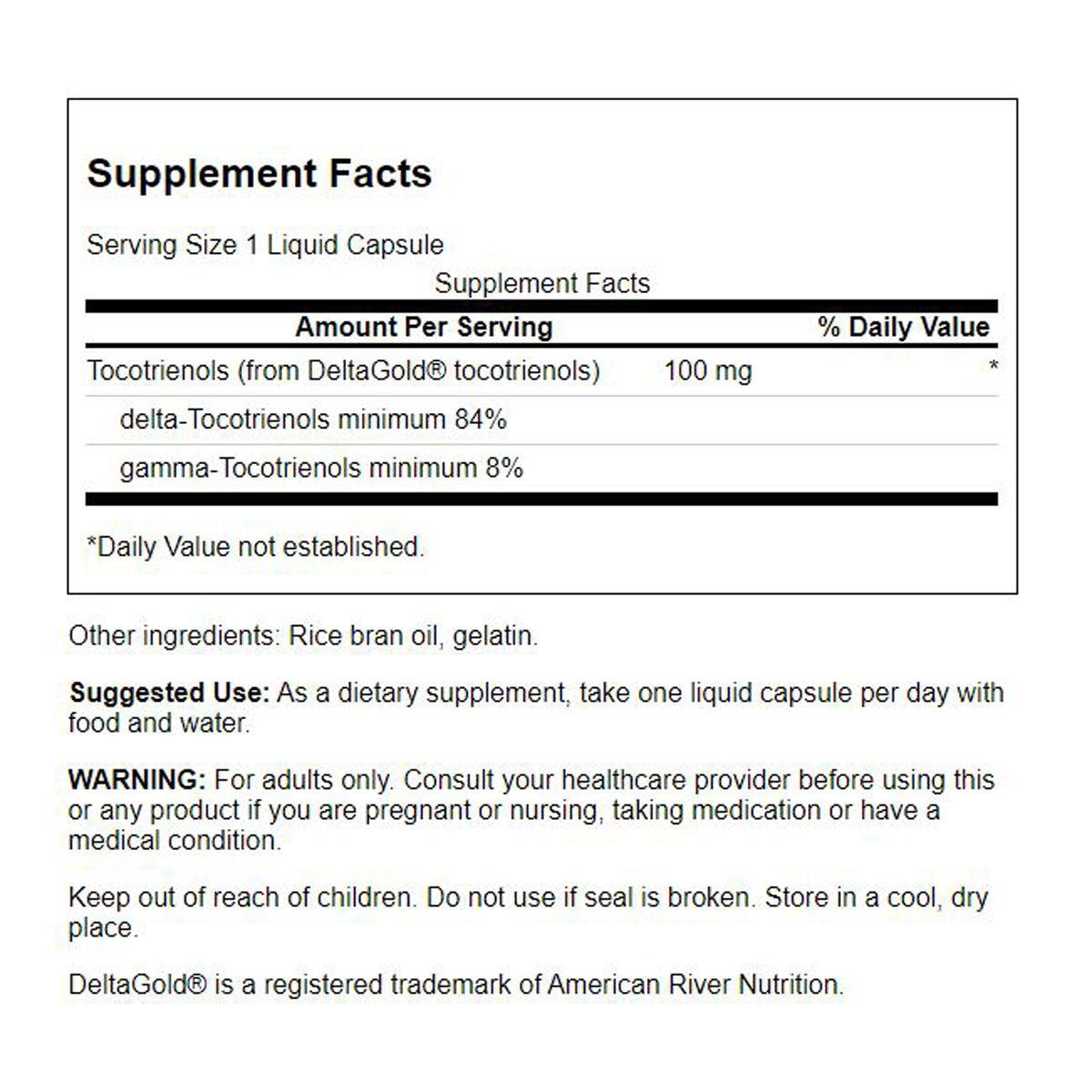 Swanson - Tocotrienols 100mg 60 Liquid Capsule