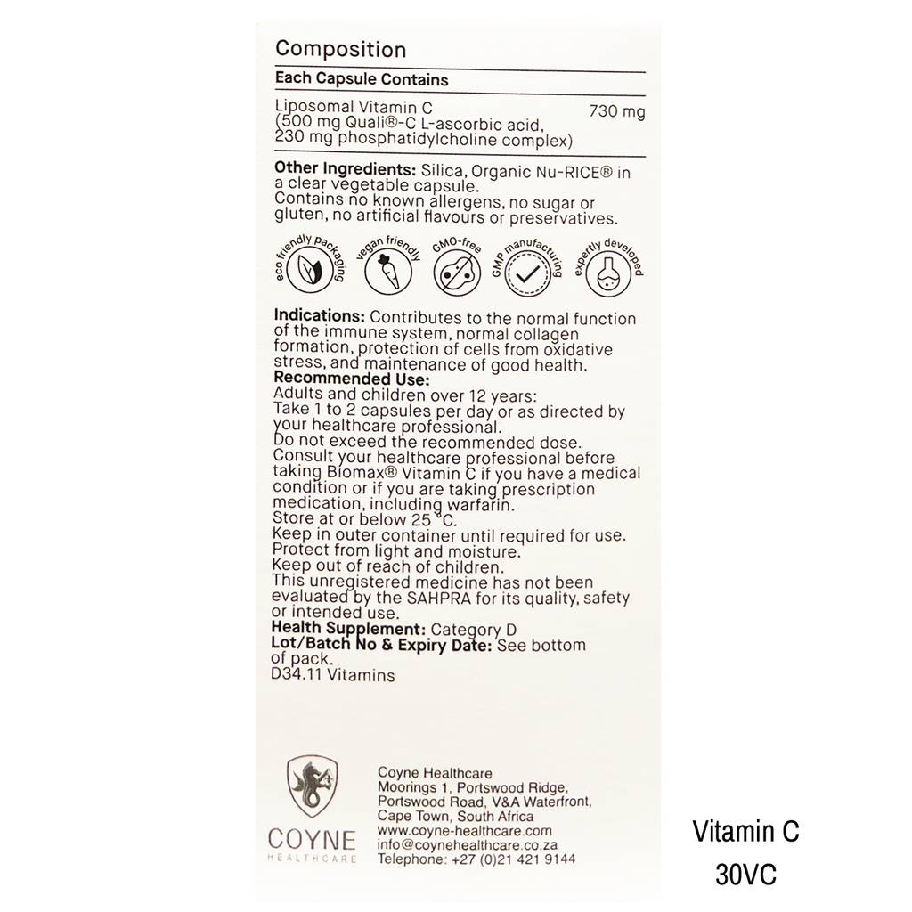 Biomax® Vitamin C Liposomal 30VC & 60VC