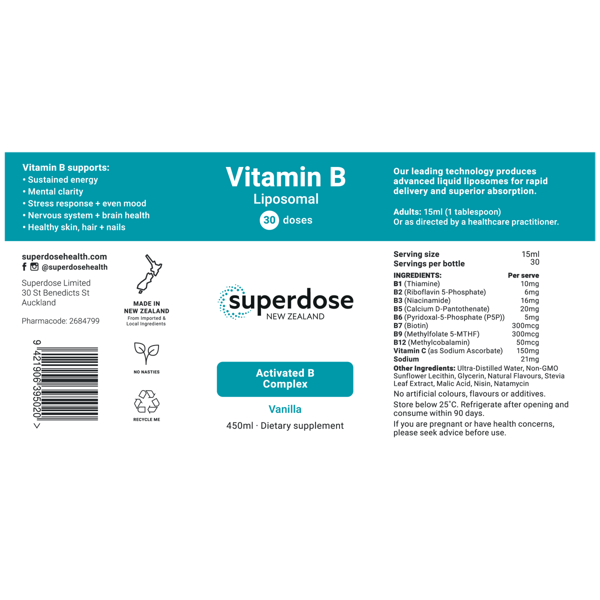 Superdose Liposomal Vitamin B 450ml & 75ml