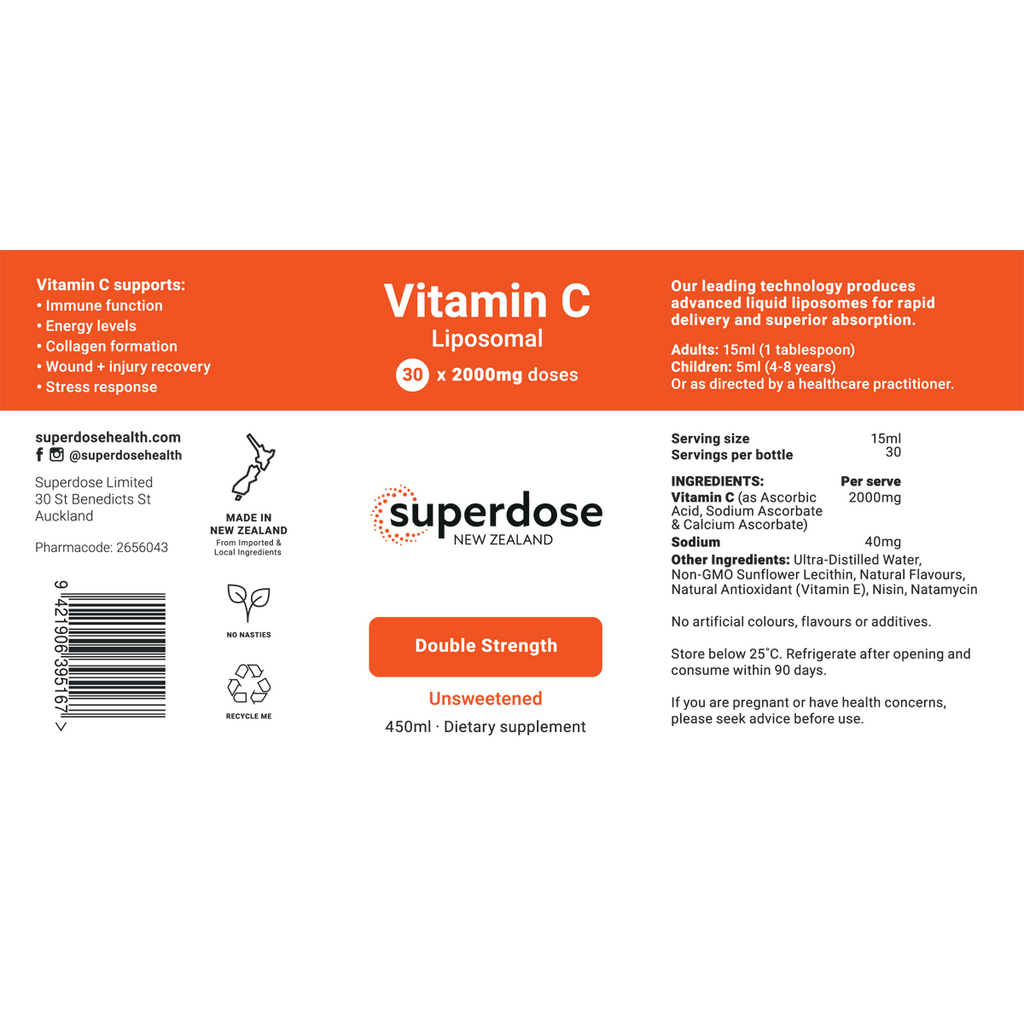 Superdose Vitamin C-Liposomal 2000mg 75ml & 450ml