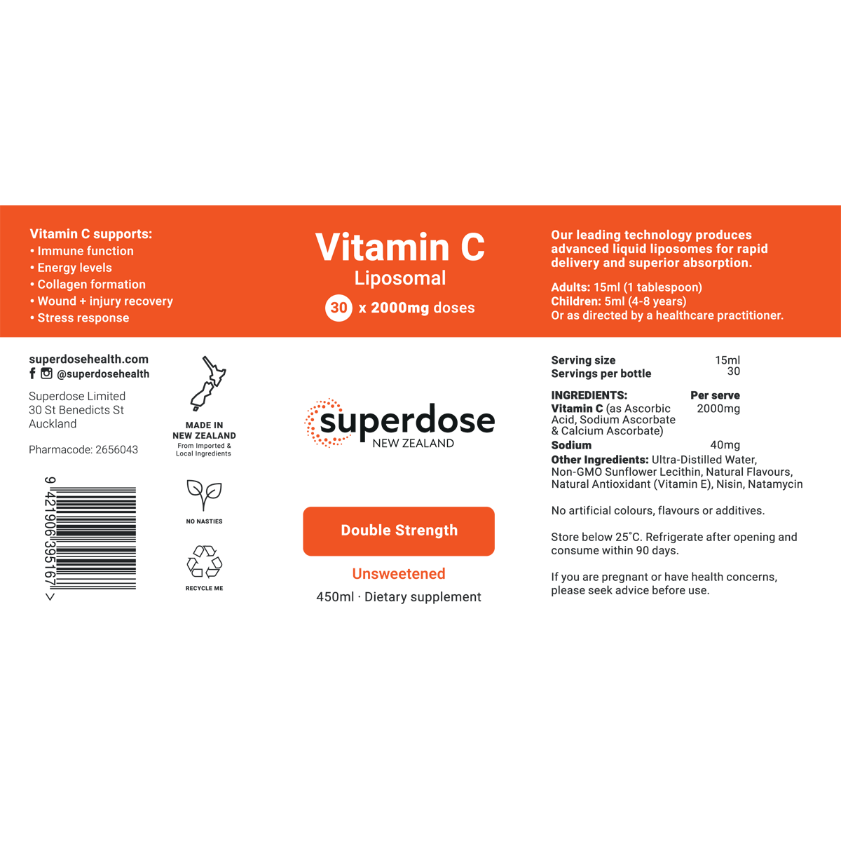 Superdose Vitamin C-Liposomal 2000mg 75ml & 450ml