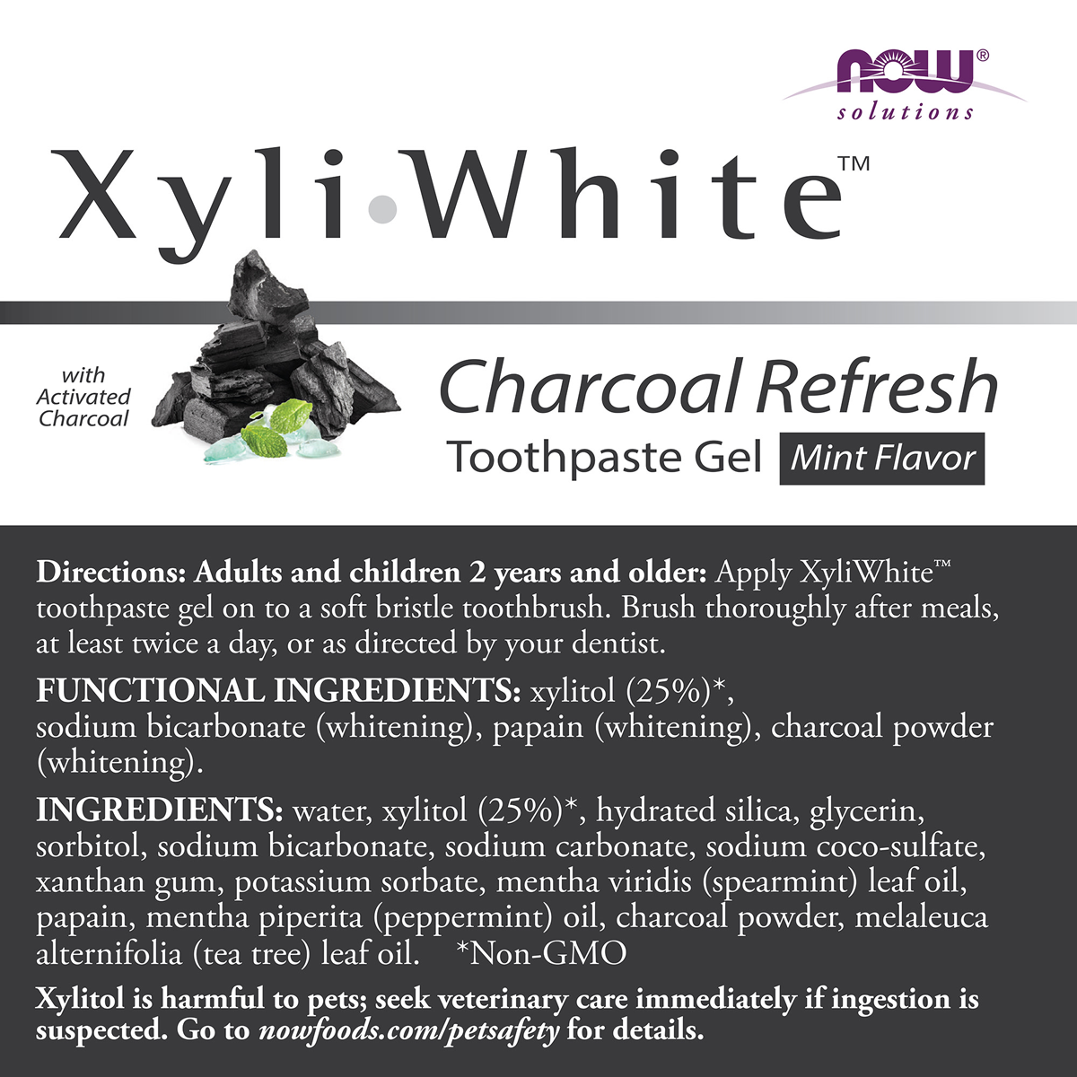 XyliWhite, Toothpaste Gel - Charcoal Refresh Mint 181g