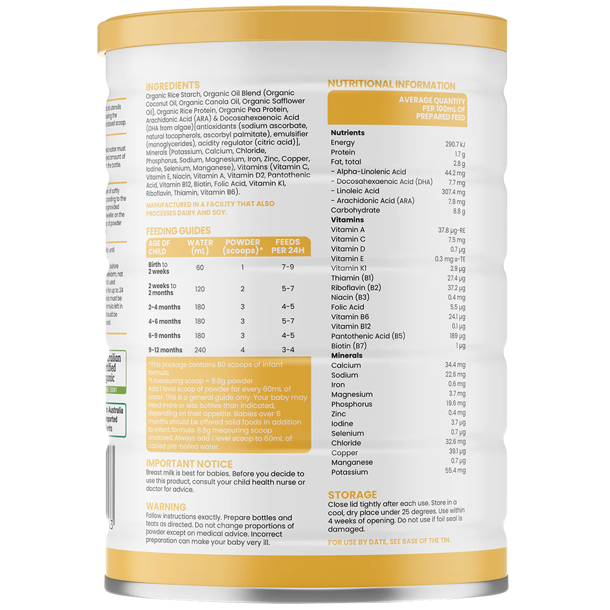 Infant Formula 700g (0-12 Months) - Plant Based